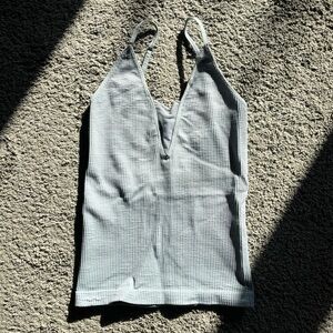 Free People Gray Ribbed Tank Top